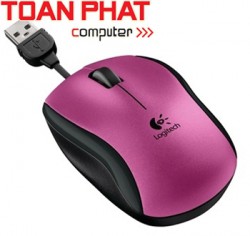 Mouse Logitech quang dây rút M125 - Màu hồng