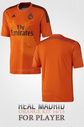 Bộ quần áo phông in chuyển nhiệt - Loại áo cầu thủ, áo số: Áo Đội Tuyển Real cam